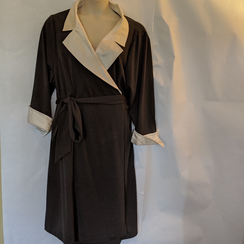 Vintage Igigi Black Wrap Dress w/ White Collar